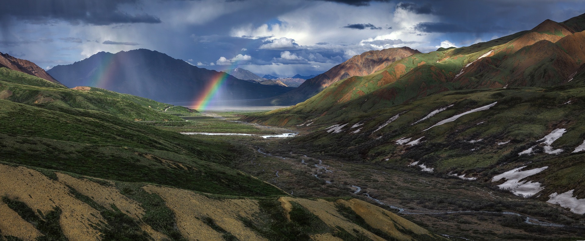 Mountains with rainbow